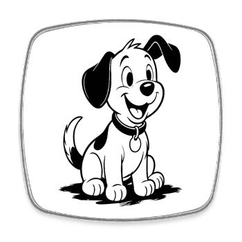 Résumé du chien animé joyeux - Magnet carré - blanc - Devant