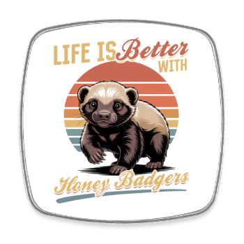 Funny Honey Badger - Viereckiger Kühlschrankmagnet - Weiß - Vorne