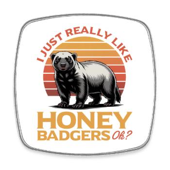 Funny Honey Badger - Viereckiger Kühlschrankmagnet - Weiß - Vorne
