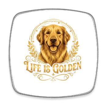 Life is Golden: Golden Retriever - Square fridge magnet - white - Front