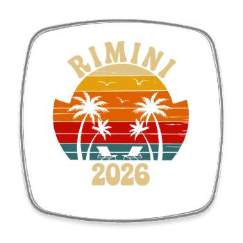 Rimini Sunset Retro 2026 - Square fridge magnet - white - Front