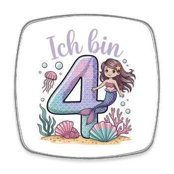Ich Bin 4 Meerjungfrauen Mädchen 4. Geburtstag - Viereckiger Kühlschrankmagnet - Weiß - Vorne