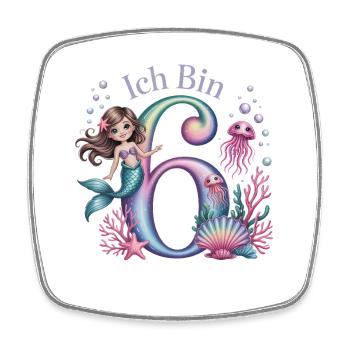 Je suis 6e anniversaire de la Fille des Sirènes - Magnet carré - blanc - Devant
