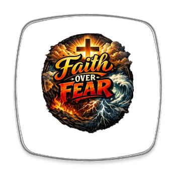 Faith over Fear - Fire and Storm - Square fridge magnet - white - Front