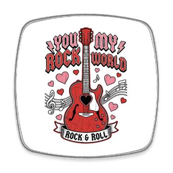 Tu fais vibrer mon monde Guitariste Musicien Valentine - Magnet carré - blanc - Devant