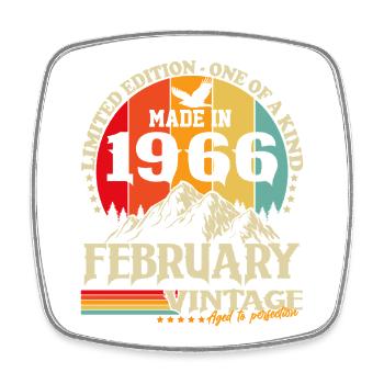 Vintage février 1966 Vintage Rétro Anniversaire - Magnet carré - blanc - Devant