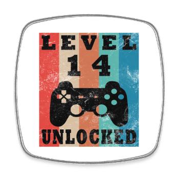 Level 14 Unlocked Gamepad - Square fridge magnet - white - Front