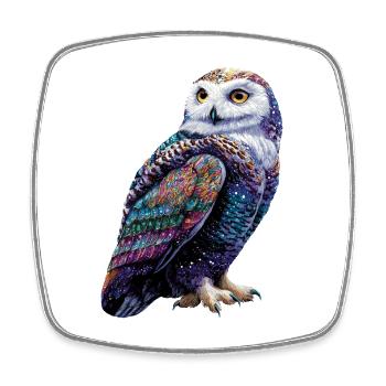 Schneeeule Weiße Eule Kauz Uhu Owl Schnee Eulen - Viereckiger Kühlschrankmagnet - Weiß - Vorne