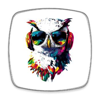 Schneeeule Weiße Eule Kauz Uhu Owl Schnee Eulen - Viereckiger Kühlschrankmagnet - Weiß - Vorne