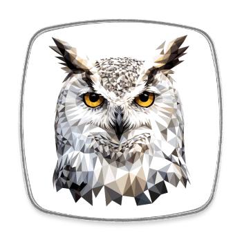 Schneeeule Weiße Eule Kauz Uhu Owl Schnee Eulen - Viereckiger Kühlschrankmagnet - Weiß - Vorne