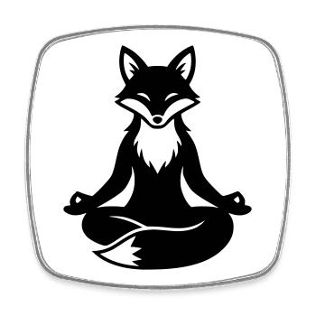 Meditating Fox Zen - Square fridge magnet - white - Front