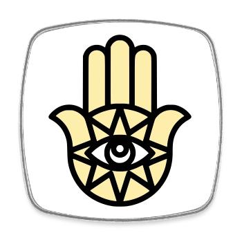 Hamsa Main de Fatima - Magnet carré - blanc - Devant