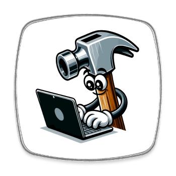 HammerCode: Tool meets bits - Square fridge magnet - white - Front