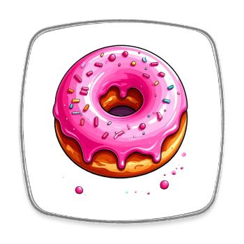 Donut au glaçage rose - Magnet carré - blanc - Devant