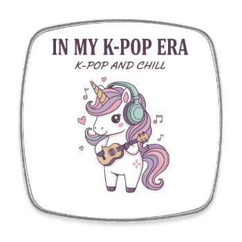 In My K-Pop Era K-Pop And Chill Unicorn Kpop Music - Square fridge magnet - white - Front