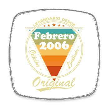 February 2006 Retro Vintage Birthday Gift - Square fridge magnet - white - Front