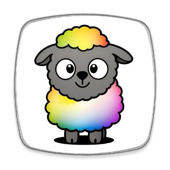 Regenbogen-Fluffiges Schaf - Viereckiger Kühlschrankmagnet - Weiß - Vorne