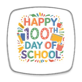 Célébration du 100e jour d’école – Illustration colorée de l’apprentissage - Magnet carré - blanc - Devant