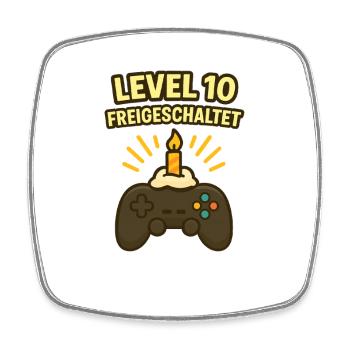 Level 10 Unlocked Shirt 10. Geburtstag Shirt - Viereckiger Kühlschrankmagnet - Weiß - Vorne