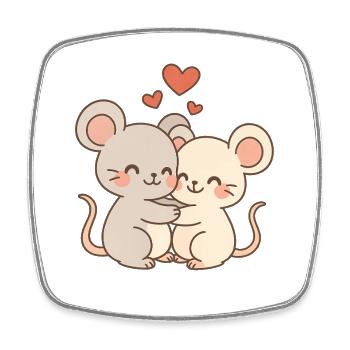 Maus Paar Liebe Couple Verliebt - Viereckiger Kühlschrankmagnet - Weiß - Vorne