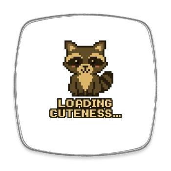 Pixel Raccoon: Cuteness Loads - Square fridge magnet - white - Front