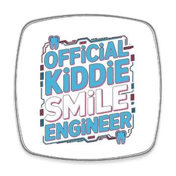 Pediatric Dentist Official Kiddie Smile Dentistry - Square fridge magnet - white - Front