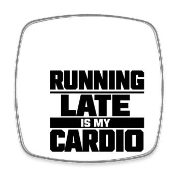 Running late is my cardio - Viereckiger Kühlschrankmagnet - Weiß - Vorne