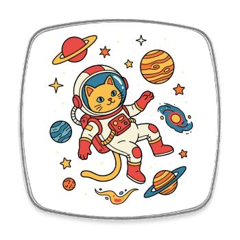 Astronaut Cat Galaxy Adventure - Square fridge magnet - white - Front