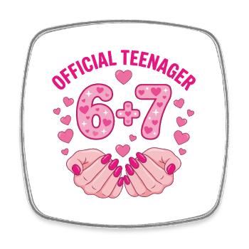 Official Teenager 67 Hearts 13th Birthday - Square fridge magnet - white - Front