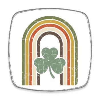 Vintage Rainbow with Shamrock St' Patricksday - Square fridge magnet - white - Front