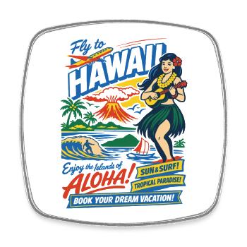 Affiche du voyage de rêve à Hawaï des années 50 - Magnet carré - blanc - Devant