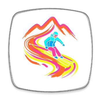 Skifahrer - Viereckiger Kühlschrankmagnet - Weiß - Vorne