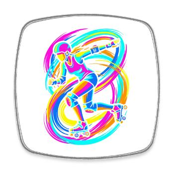Roller skater - Square fridge magnet - white - Front
