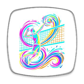 Volleyball - Square fridge magnet - white - Front