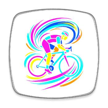 Cycliste - Magnet carré - blanc - Devant
