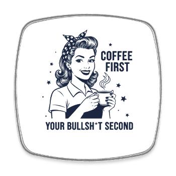 D’abord un café, puis une opinion rétro - Magnet carré - blanc - Devant