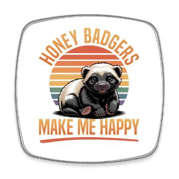 Funny Honey Badger - Viereckiger Kühlschrankmagnet - Weiß - Vorne