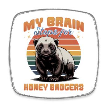 Funny Honey Badger - Viereckiger Kühlschrankmagnet - Weiß - Vorne