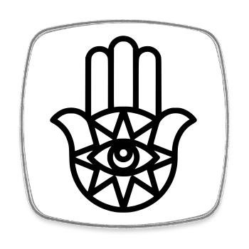 Hamsa Hand Fatima Umriss - Viereckiger Kühlschrankmagnet - Weiß - Vorne