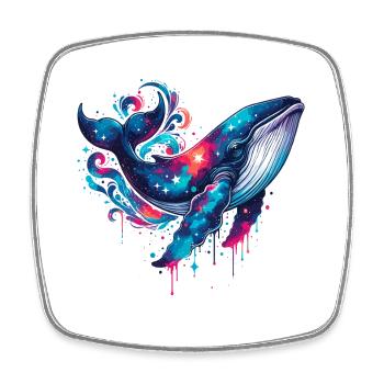Galaxy Whale Watercolor Print - Square fridge magnet - white - Front