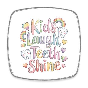 Pediatric Dentist Kids Laugh Teeth Oral Health - Square fridge magnet - white - Front