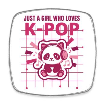 Juste une fille qui adore la musique coréenne mignonne de la K-pop - Magnet carré - blanc - Devant