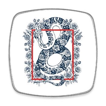 Style de tatouage des roses serpents - Magnet carré - blanc - Devant