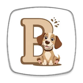 Buchstabe B mit Hundemotiv - Viereckiger Kühlschrankmagnet - Weiß - Vorne