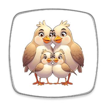 Vogel Familienkuschel - Viereckiger Kühlschrankmagnet - Weiß - Vorne
