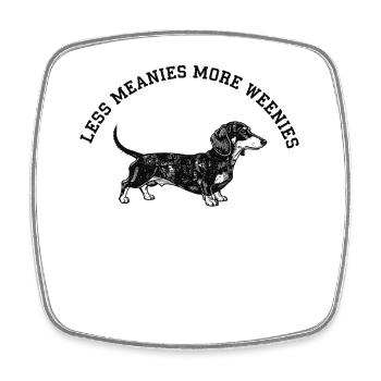 Blague sur les teckels moins méchante, plus de saucisses - Magnet carré - blanc - Devant