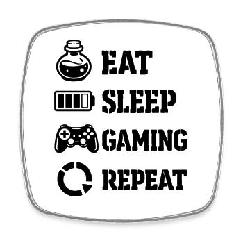 Eat Sleep Gaming Repeat – Pixel Symbolik - Viereckiger Kühlschrankmagnet - Weiß - Vorne