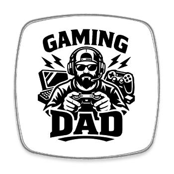 Gaming Dad - Gamer Geschenk - Viereckiger Kühlschrankmagnet - Weiß - Vorne