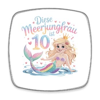 Diese Meerjungfrau Ist 10 Mädchen 10. Geburtstag - Viereckiger Kühlschrankmagnet - Weiß - Vorne