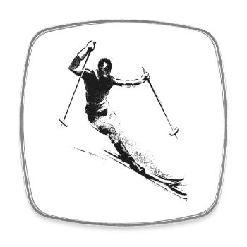 Retro Skifahrer - Viereckiger Kühlschrankmagnet - Weiß - Vorne